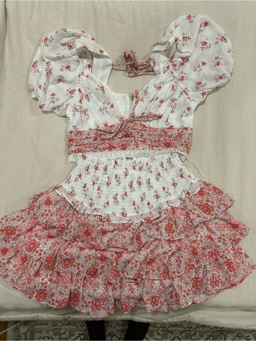 Altar'd State White and Red Floral Matching Set